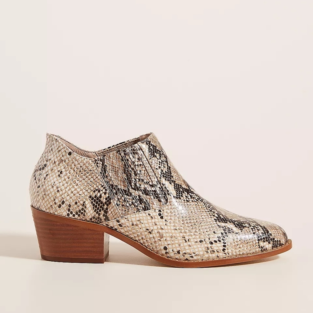Anthropologie Marion Snake Skin Ankle Boots Size 9